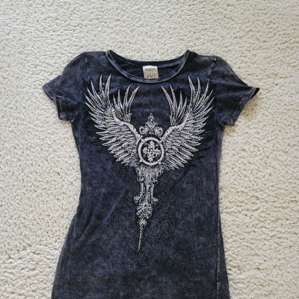 🌵Vocal The Buckle Rhinestoe Angel Wing Blouse S🌵